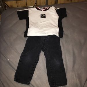 Two pant and shirt outfits